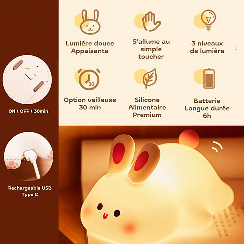 Lampe de Nuit Lapin en Silicone